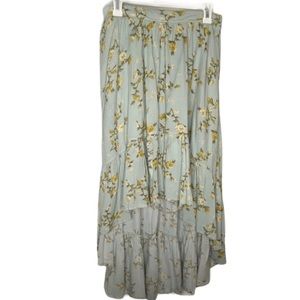 Cottagecore Floral Ruffle Hem High Low Skirt Sz. S